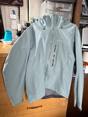 Arc'teryx Seafoam Blue Waterproof Hooded Shell Jacket